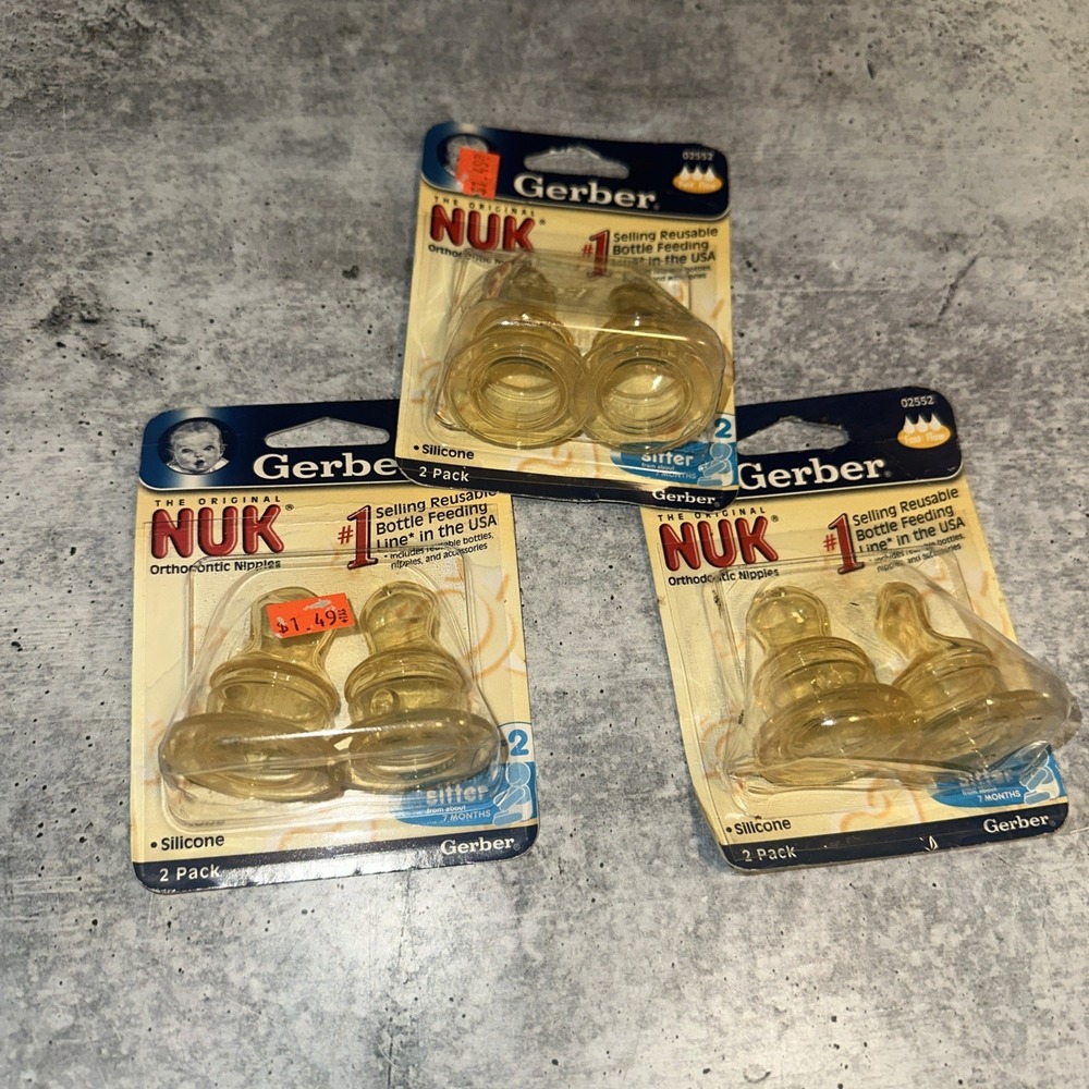 As Is 3 Packs Of 2 Gerber Nuk Silicone Fast Flow Sz 2 Sitter From 7 month